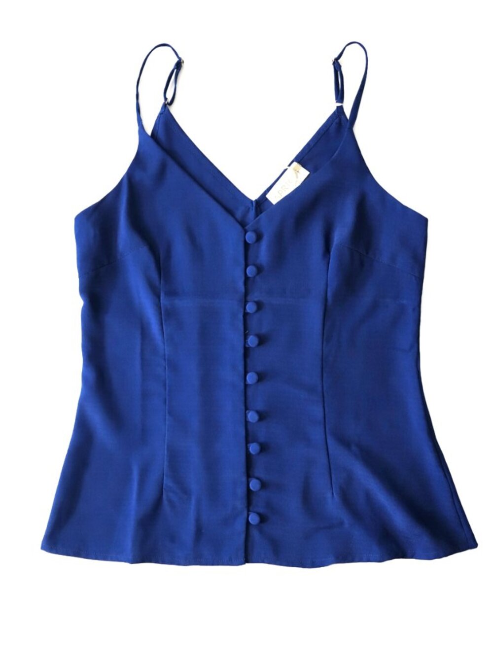 Apricot Blue Satin Button Cami Top Blouse Sleeveless • US 4 / UK 8 • NWT - Picture 1 of 13